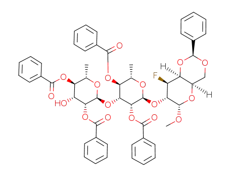 methyl (2,4-di-O-benzoyl-α-L-rhamnopyranosyl)-(1->3)-(2,4-di-O-benzoyl-α-L-rhamnopyranosyl)-(1->2)-4,6-O-benzylidene-3-deoxy-3-fluoro-α-D-galactopyranoside