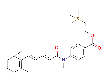 Molecular Structure of 212118-27-9 (4-{Methyl-[(2E,4E)-3-methyl-5-(2,6,6-trimethyl-cyclohex-1-enyl)-penta-2,4-dienoyl]-amino}-benzoic acid 2-trimethylsilanyl-ethyl ester)
