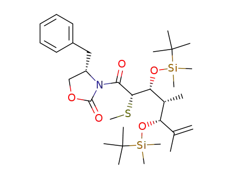 (S)-4-Benzyl-3-[(2S,3R,4R,5R)-3,5-bis-(tert-butyl-dimethyl-silanyloxy)-4,6-dimethyl-2-methylsulfanyl-hept-6-enoyl]-oxazolidin-2-one