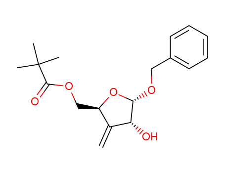 Molecular Structure of 288380-74-5 (benzyl 3-deoxy-3-C-methylene-5-O-pivaloyl-α-D-xylopentofuranoside)