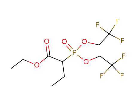 Molecular Structure of 194470-85-4 (Butanoic acid, 2-[bis(2,2,2-trifluoroethoxy)phosphinyl]-, ethyl ester)