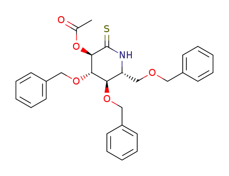 Molecular Structure of 272124-00-2 (2-Piperidinethione,
3-(acetyloxy)-4,5-bis(phenylmethoxy)-6-[(phenylmethoxy)methyl]-,
(3R,4S,5R,6R)-)