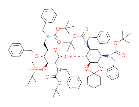 1,3,2',6'-tetra-N-benzyl-4'-O-benzyl-1,3,2',6'-tetra-N-tert-butoxycarbonyl-3'-O-tert-butyldimethylsilyl-5,6-O-cyclohexylideneneamine