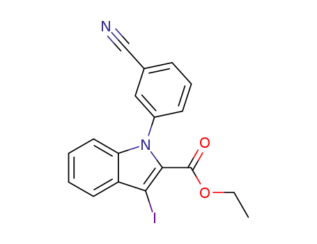 Molecular Structure of 253274-26-9 (1-(3-cyanophenyl)-3-iodoindole-2-carboxylic acid ethyl ester)