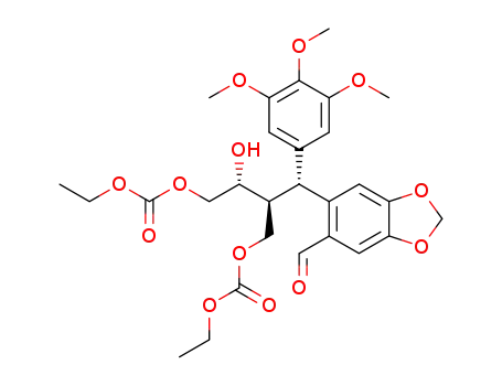Carbonic acid (2R,3S,4R)-3-ethoxycarbonyloxymethyl-4-(6-formyl-benzo[1,3]dioxol-5-yl)-2-hydroxy-4-(3,4,5-trimethoxy-phenyl)-butyl ester ethyl ester