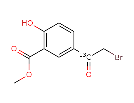 Molecular Structure of 261381-22-0 (methyl 4-([1-13C]-α-bromoacetyl)salicylate)