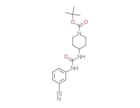 Molecular Structure of 198823-38-0 (N-(3-cyanophenyl)-N'-(1-(t-butoxycarbonyl)piperidin-4-yl)urea)