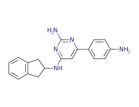 Molecular Structure of 247587-08-2 (6-(4-amino-phenyl)-<i>N</i><sup>4</sup>-indan-2-yl-pyrimidine-2,4-diamine)