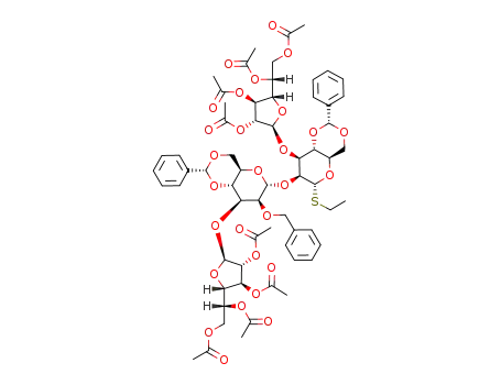 ethyl 2,3,5,6-tetra-O-acetyl-β-D-galactofuranosyl-(1->3)-2-O-benzyl-4,6-O-benzylidene-α-D-mannopyranosyl-(1->2)-[2,3,5,6-tetra-O-acetyl-β-D-galactofuranosyl-(1->3)]-4,6-O-benzylidene-1-thio-α-D-mannopyranoside