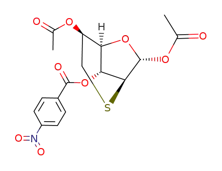Molecular Structure of 321157-02-2 (1,5-di-O-acetyl-2,6-anhydro-3-O-(4-nitrobenzoyl)-2-thio-α-D-altrofuranose)