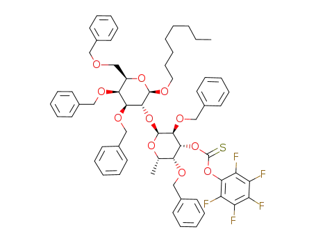 Thiocarbonic acid O-[(2S,3S,4R,5R,6S)-3,5-bis-benzyloxy-2-((2R,3R,4S,5S,6R)-4,5-bis-benzyloxy-6-benzyloxymethyl-2-octyloxy-tetrahydro-pyran-3-yloxy)-6-methyl-tetrahydro-pyran-4-yl] ester O-pentafluorophenyl ester