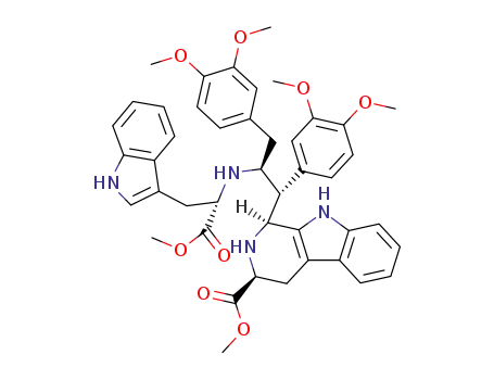 Molecular Structure of 234117-19-2 ((1S,3S)-1-{(1S,2S)-1,3-Bis-(3,4-dimethoxy-phenyl)-2-[(S)-2-(1H-indol-3-yl)-1-methoxycarbonyl-ethylamino]-propyl}-2,3,4,9-tetrahydro-1H-β-carboline-3-carboxylic acid methyl ester)