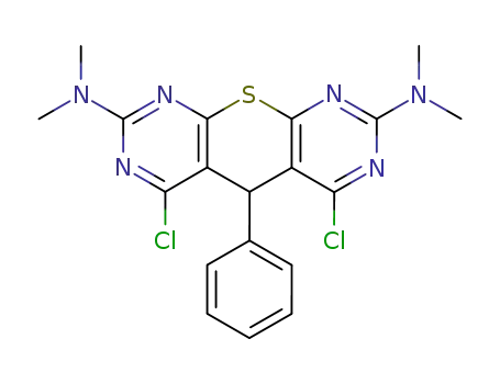 Molecular Structure of 259654-07-4 (4,6-dichloro-2,8-bis(dimethylamino)-5-phenyl-5H-thiopyrano[2,3-d:6,5-d']dipyrimidine)
