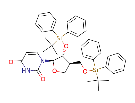 1-((1R,2R,3R)-tetrahydro-2-(1,1-dimethylethyldiphenyl)-silyloxy-3-(1,1-dimethylethyldiphenyl)-silyloxymethyl-1-furanyl)-2,4(1H,3H)-pyrimidinedione
