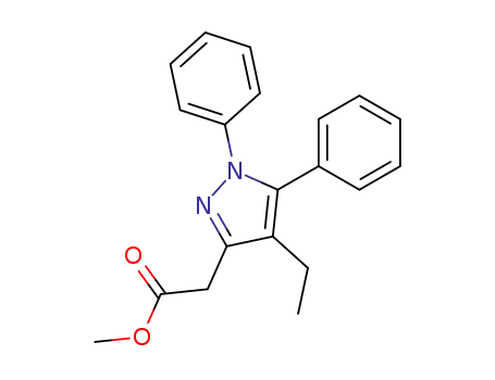 Molecular Structure of 263328-18-3 ((4-ethyl-1,5-diphenyl-1<i>H</i>-pyrazol-3-yl)-acetic acid methyl ester)