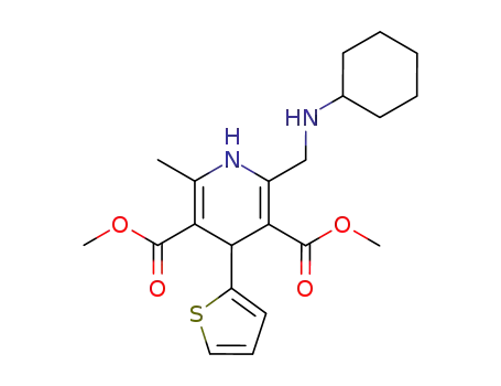 Molecular Structure of 333353-05-2 (dimethyl 2-cyclohexylaminomethyl-6-methyl-4-(2-thienyl)-1,4-dihydropyridine-3,5-dicarboxylate)