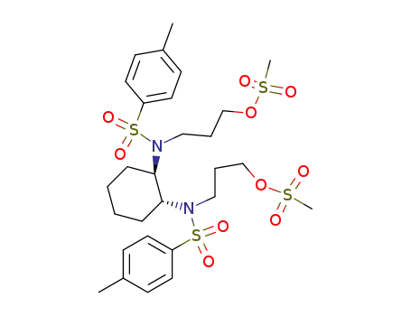 Molecular Structure of 223704-18-5 ((R,R)-N,N'-(cyclohexane-1,2-diyl)bis-<3-(p-toluenesulphonylamino)propyl methanesulphonate>)