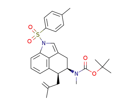 Molecular Structure of 254736-52-2 (1,1-dimethylethyl (4R,5S)-[1,3,4,5-tetrahydro-5-(2-methyl-1-propenyl)-1-[(4-methylphenyl)sulfonyl]benz[cd]indol-4-yl]-N-methylcarbamate)
