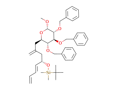 tert-Butyl-dimethyl-{(E)-(S)-1-[2-((2R,3R,4S,5R,6S)-3,4,5-tris-benzyloxy-6-methoxy-tetrahydro-pyran-2-ylmethyl)-allyl]-penta-2,4-dienyloxy}-silane