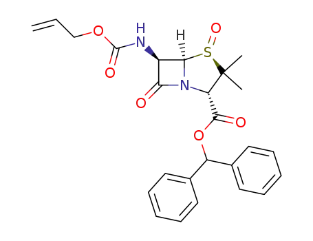 Molecular Structure of 211623-24-4 ((2S,4S,5R,6R)-6-Allyloxycarbonylamino-3,3-dimethyl-4,7-dioxo-4λ<sup>4</sup>-thia-1-aza-bicyclo[3.2.0]heptane-2-carboxylic acid benzhydryl ester)