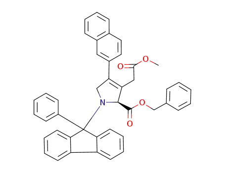 Molecular Structure of 274914-47-5 (3-methoxycarbonylmethyl-4-naphthalen-2-yl-1-(9-phenyl-9<i>H</i>-fluoren-9-yl)-2,5-dihydro-1<i>H</i>-pyrrole-2-carboxylic acid benzyl ester)