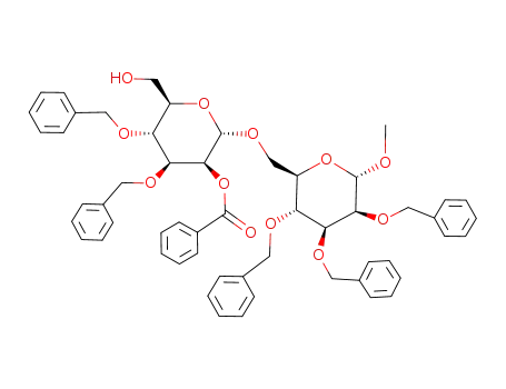 Benzoic acid (2S,3S,4S,5R,6R)-4,5-bis-benzyloxy-6-hydroxymethyl-2-((2R,3R,4S,5S,6S)-3,4,5-tris-benzyloxy-6-methoxy-tetrahydro-pyran-2-ylmethoxy)-tetrahydro-pyran-3-yl ester