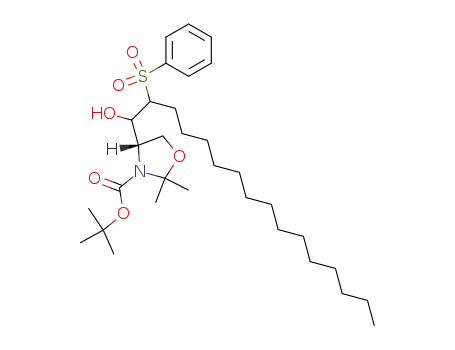 4-(2-benzenesulfonyl-1-hydroxy-hexadecyl)-2,2-dimethyl-oxazolidine-3-carboxylic acid <i>tert</i>-butyl ester