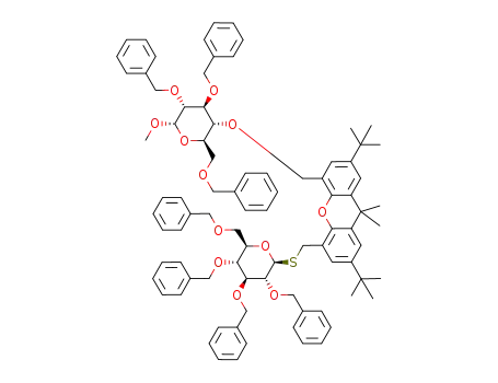 2,7-di-tert-butyl-9,9-dimethyl-4-(2,3,4,6-tetra-O-benzyl-β-D-glucopranosylthio)methyl-5-(methyl 2,3,6-tri-O-benzyl-α-D-glucopyranosid-4-yloxy)methylxanthene