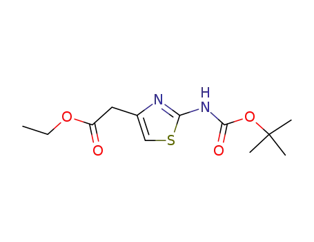 Molecular Structure of 82548-78-5 (4-Thiazoleacetic acid, 2-[[(1,1-dimethylethoxy)carbonyl]amino]-, ethyl
ester)