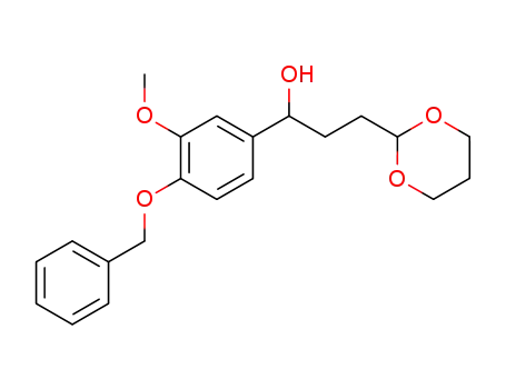 Molecular Structure of 273200-53-6 (1-(4-benzyloxy-3-methoxy-phenyl)-3-[1,3]dioxan-2-yl-propan-1-ol)