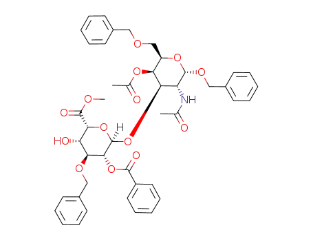 (2R,3S,4S,5R,6R)-6-((2R,3R,4R,5R,6S)-3-Acetoxy-5-acetylamino-6-benzyloxy-2-benzyloxymethyl-tetrahydro-pyran-4-yloxy)-5-benzoyloxy-4-benzyloxy-3-hydroxy-tetrahydro-pyran-2-carboxylic acid methyl ester