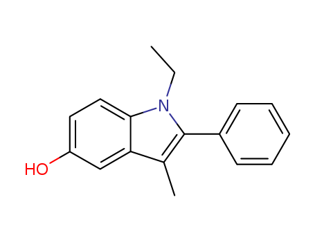 Molecular Structure of 113738-77-5 (1H-Indol-5-ol, 1-ethyl-3-methyl-2-phenyl-)