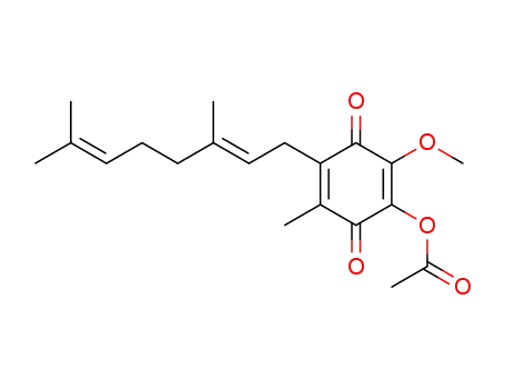 Molecular Structure of 490032-19-4 (2,5-Cyclohexadiene-1,4-dione,
2-(acetyloxy)-5-[(2E)-3,7-dimethyl-2,6-octadienyl]-3-methoxy-6-methyl-)
