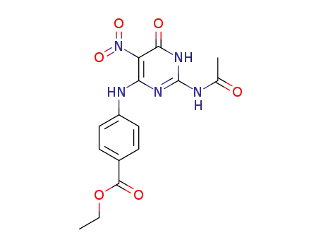 Molecular Structure of 391249-34-6 (ethyl 4-[[2-(acetylamino)-5-nitro-6-oxo-1,6-dihydro-4-pyrimidinyl]amino]benzoate)
