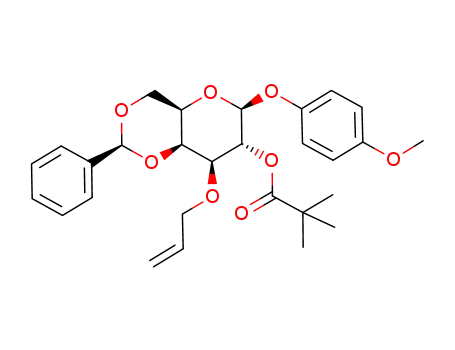 Molecular Structure of 400091-06-7 (4-methoxyphenyl 3-O-allyl-4,6-O-benzylidene-2-O-pivaloyl-β-D-galactopyranoside)