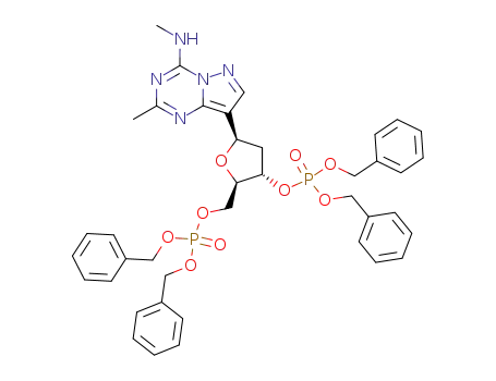 Molecular Structure of 476468-49-2 (8-(2'-deoxy-β-D-ribofuranosyl)-2-methyl-4-(N-methylamino)pyrazolo[1,5-a]-1,3,5-triazine 3',5'-bis(dibenzyl phosphate))