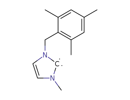 Molecular Structure of 515178-76-4 (2H-Imidazol-2-ylidene,
1,3-dihydro-1-methyl-3-[(2,4,6-trimethylphenyl)methyl]-)