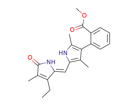 Molecular Structure of 478288-09-4 (Benzoic acid,
2-[5-[(Z)-(3-ethyl-1,5-dihydro-4-methyl-5-oxo-2H-pyrrol-2-ylidene)methyl
]-2,4-dimethyl-1H-pyrrol-3-yl]-, methyl ester)
