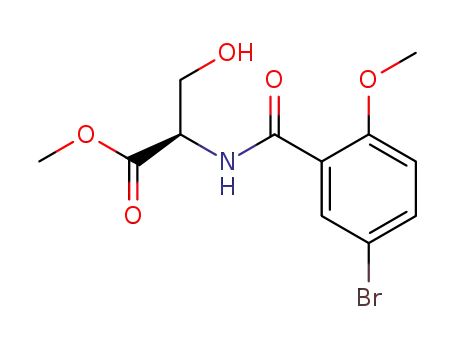 Molecular Structure of 380223-64-3 ((R)-2-(5-Bromo-2-methoxy-benzoylamino)-3-hydroxy-propionic acid methyl ester)