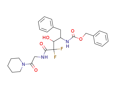 Molecular Structure of 1027307-25-0 ([1-benzyl-3,3-difluoro-2-hydroxy-3-(2-oxo-2-piperidin-1-yl-ethylcarbamoyl)-propyl]-carbamic acid benzyl ester)