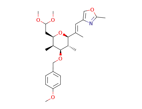 Molecular Structure of 552849-99-7 (4-{(E)-2-[(2R,3R,4S,5S,6R)-6-(2,2-Dimethoxy-ethyl)-4-(4-methoxy-benzyloxy)-3,5-dimethyl-tetrahydro-pyran-2-yl]-propenyl}-2-methyl-oxazole)