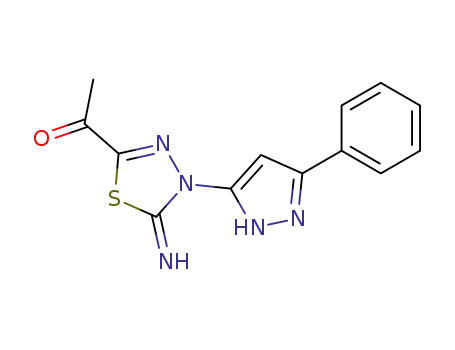 Ethanone,
1-[4,5-dihydro-5-imino-4-(5-phenyl-1H-pyrazol-3-yl)-1,3,4-thiadiazol-2-yl
]-
