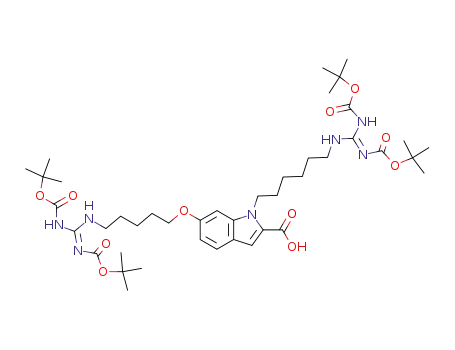 1-{[6-N,N'-bis(tert-butyloxycarbonyl)guanidino]hexyl}-6-{[5-N,N'-bis(tert-butyloxycarbonyl)guanidino]pentyloxy}indole-2-carboxylic acid