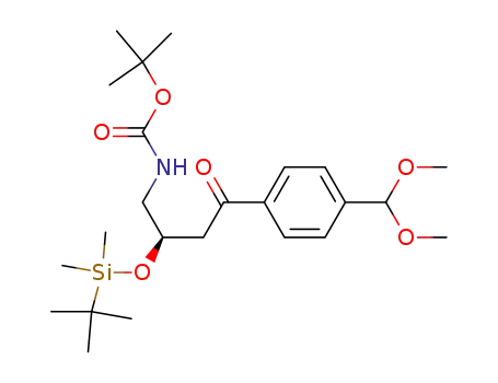 Molecular Structure of 272786-26-2 ((3R)-4-tert-butoxycarbonylamino-3-tert-butyldimethylsiloxy-1-(4-dimethoxymethylphenyl)butanone)