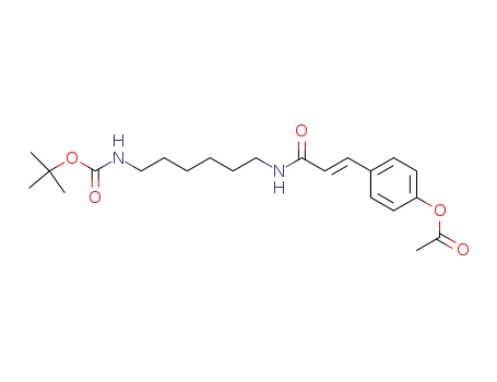 Molecular Structure of 556065-83-9 (acetic acid 4-[2-(6-<i>tert</i>-butoxycarbonylamino-hexylcarbamoyl)-vinyl]-phenyl ester)