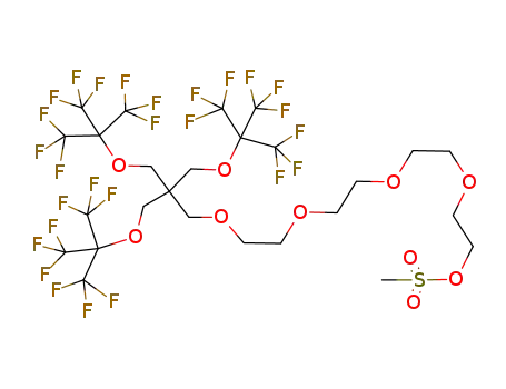 Molecular Structure of 939056-49-2 (methanesulfonic acid 2-[2-(2-{2-[3-(2,2,2-trifluoro-1,1-bis-trifluoromethyl-ethoxy)-2,2-bis-(2,2,2-trifluoro-1,1-bis-trifluoromethyl-ethoxymethyl)-propoxy]-ethoxy}-ethoxy)-ethoxy]-ethyl ester)