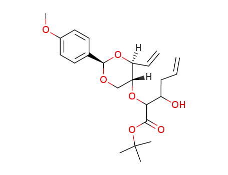 Molecular Structure of 330954-55-7 (3-Hydroxy-2-[(2R,4S,5R)-2-(4-methoxy-phenyl)-4-vinyl-[1,3]dioxan-5-yloxy]-hex-5-enoic acid tert-butyl ester)