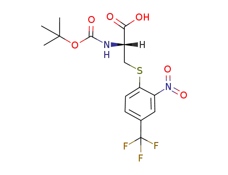 Molecular Structure of 440634-05-9 ((R)-S-(4-trifluoromethyl-2-nitrophenyl)-N-(tert-butyloxycarbonyl)cysteine)