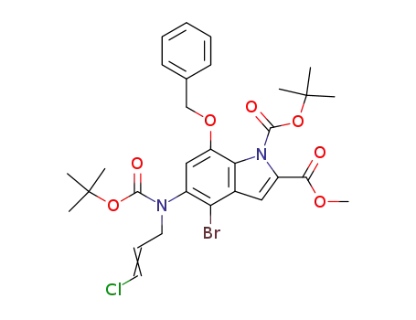1H-Indole-1,2-dicarboxylic acid,
4-bromo-5-[(3-chloro-2-propenyl)[(1,1-dimethylethoxy)carbonyl]amino]-
7-(phenylmethoxy)-, 1-(1,1-dimethylethyl) 2-methyl ester