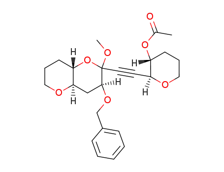 Acetic acid (2S,3R)-2-((3S,4aR,8aS)-3-benzyloxy-2-methoxy-octahydro-pyrano[3,2-b]pyran-2-ylethynyl)-tetrahydro-pyran-3-yl ester
